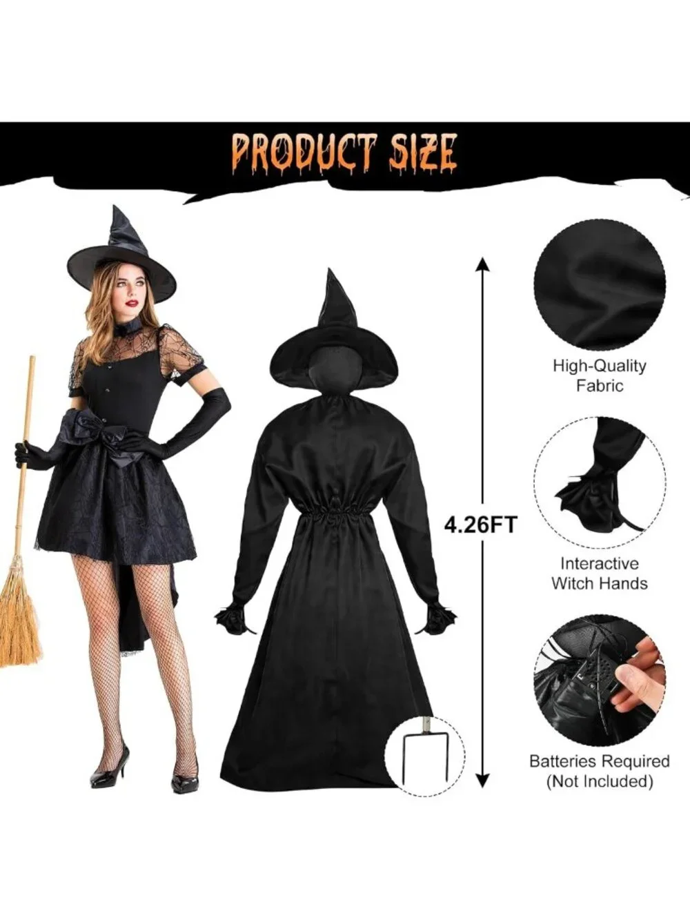 Light Up Witch Hands Halloween Decorations - 5 Pack, Color Changing Outdoor